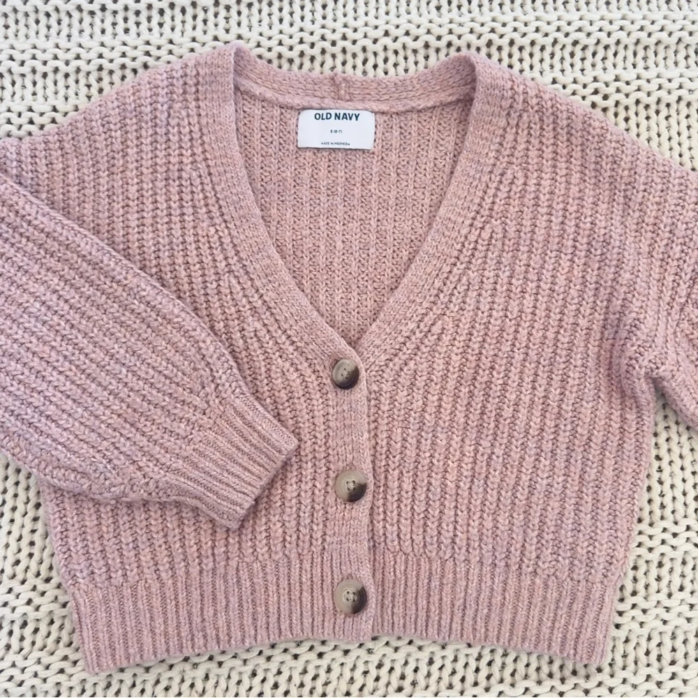 Old Navy Girls Cropped Button-Front Cardigan Pink Sweater Size Small